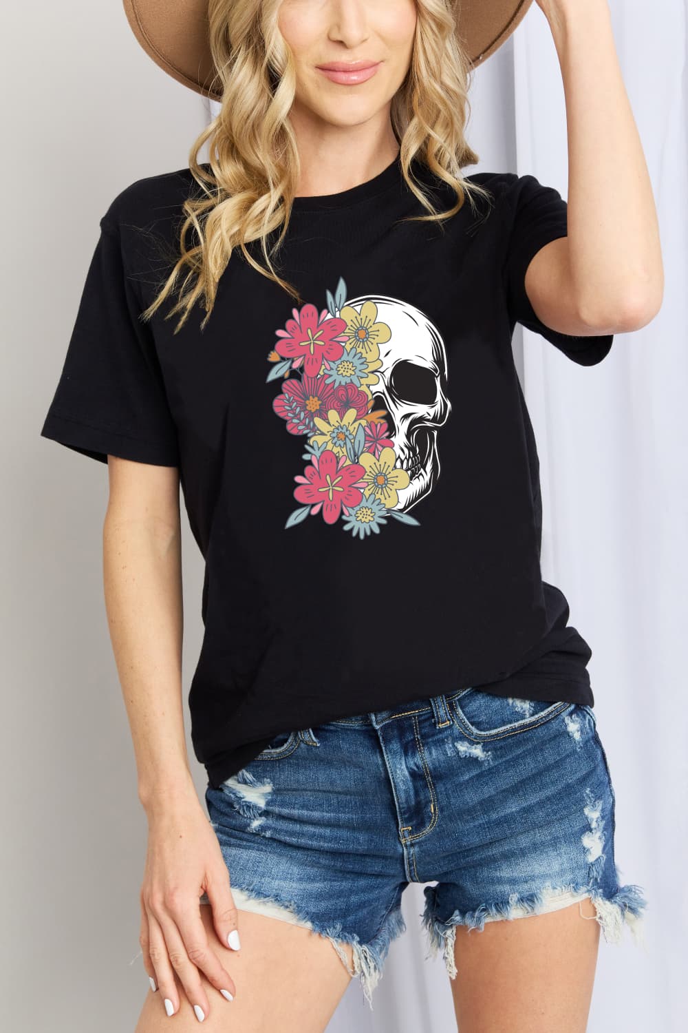 Simply Love Full Size Skull Graphic Cotton T-Shirt - Trendy AF