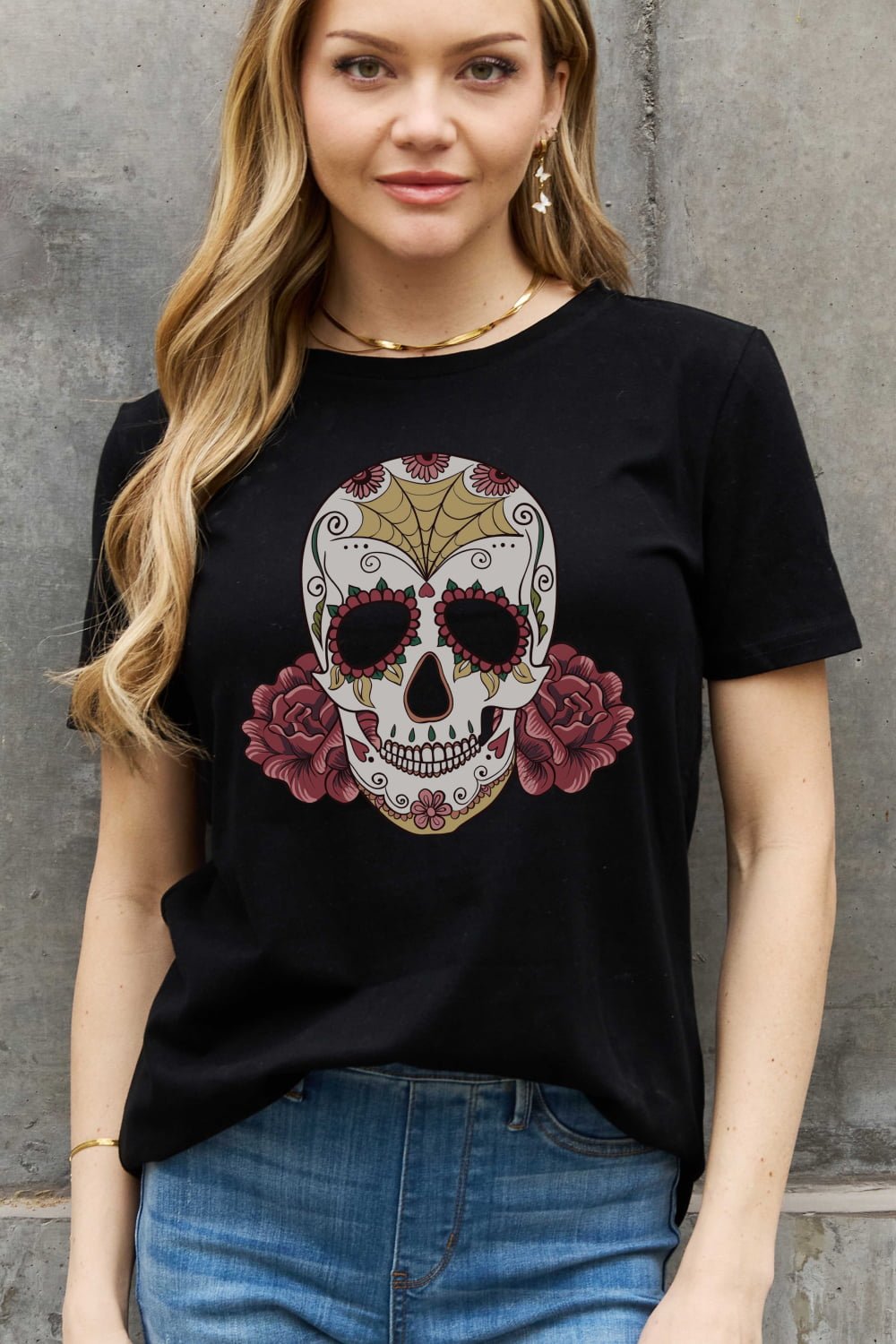 Simply Love Full Size Skull Graphic Cotton Tee - Trendy AF