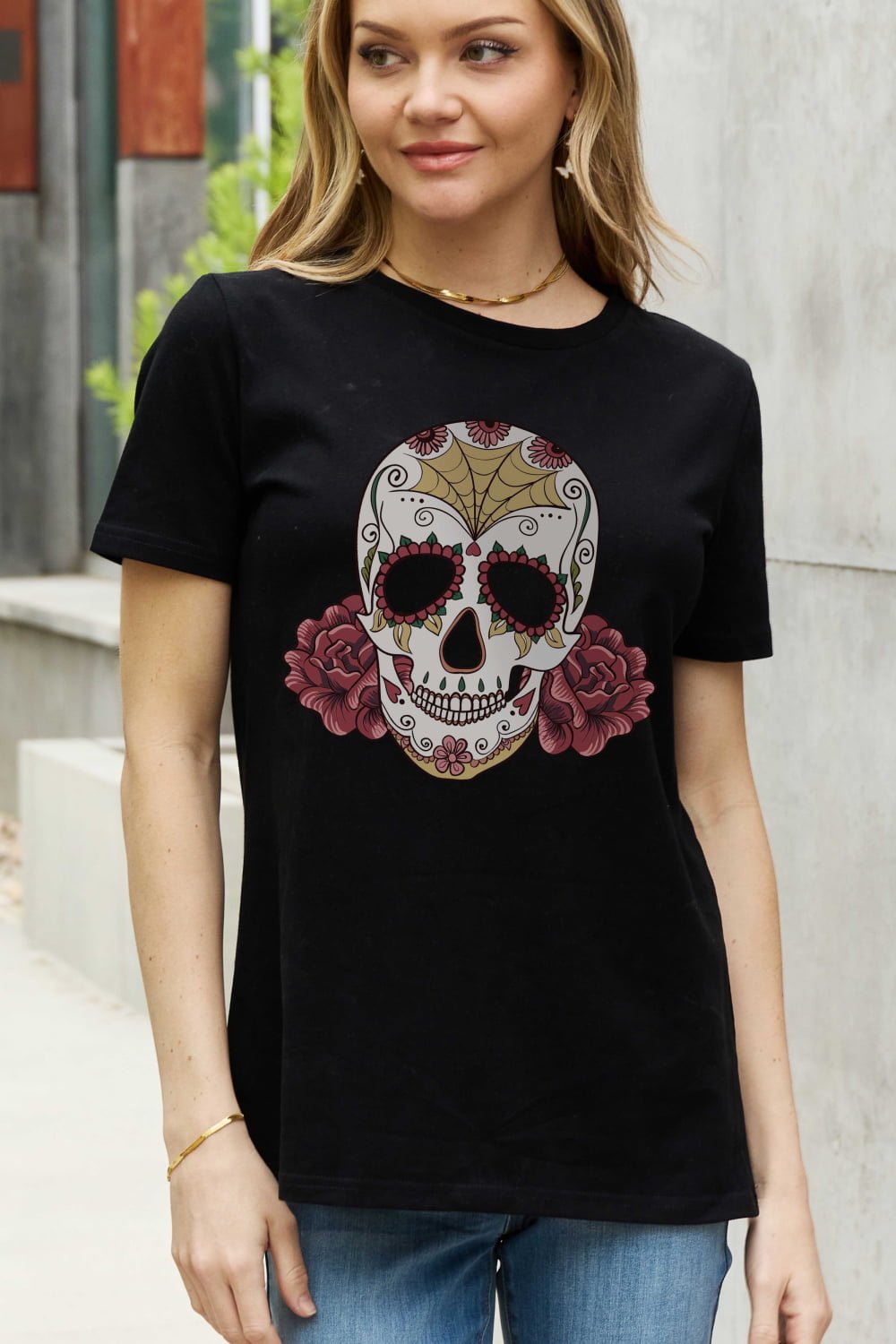 Simply Love Full Size Skull Graphic Cotton Tee - Trendy AF