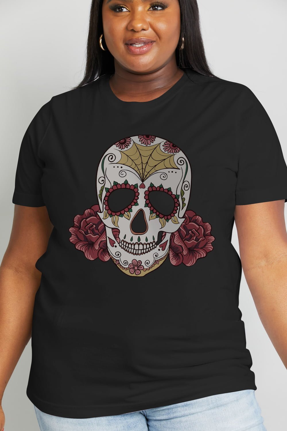 Simply Love Full Size Skull Graphic Cotton Tee - Trendy AF