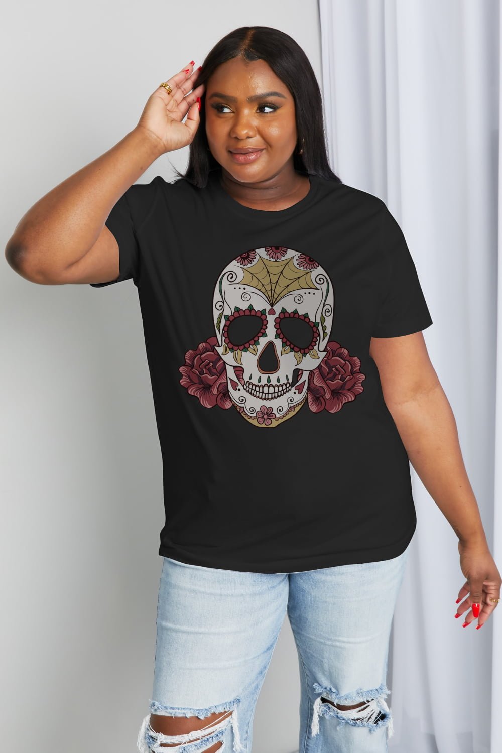 Simply Love Full Size Skull Graphic Cotton Tee - Trendy AF