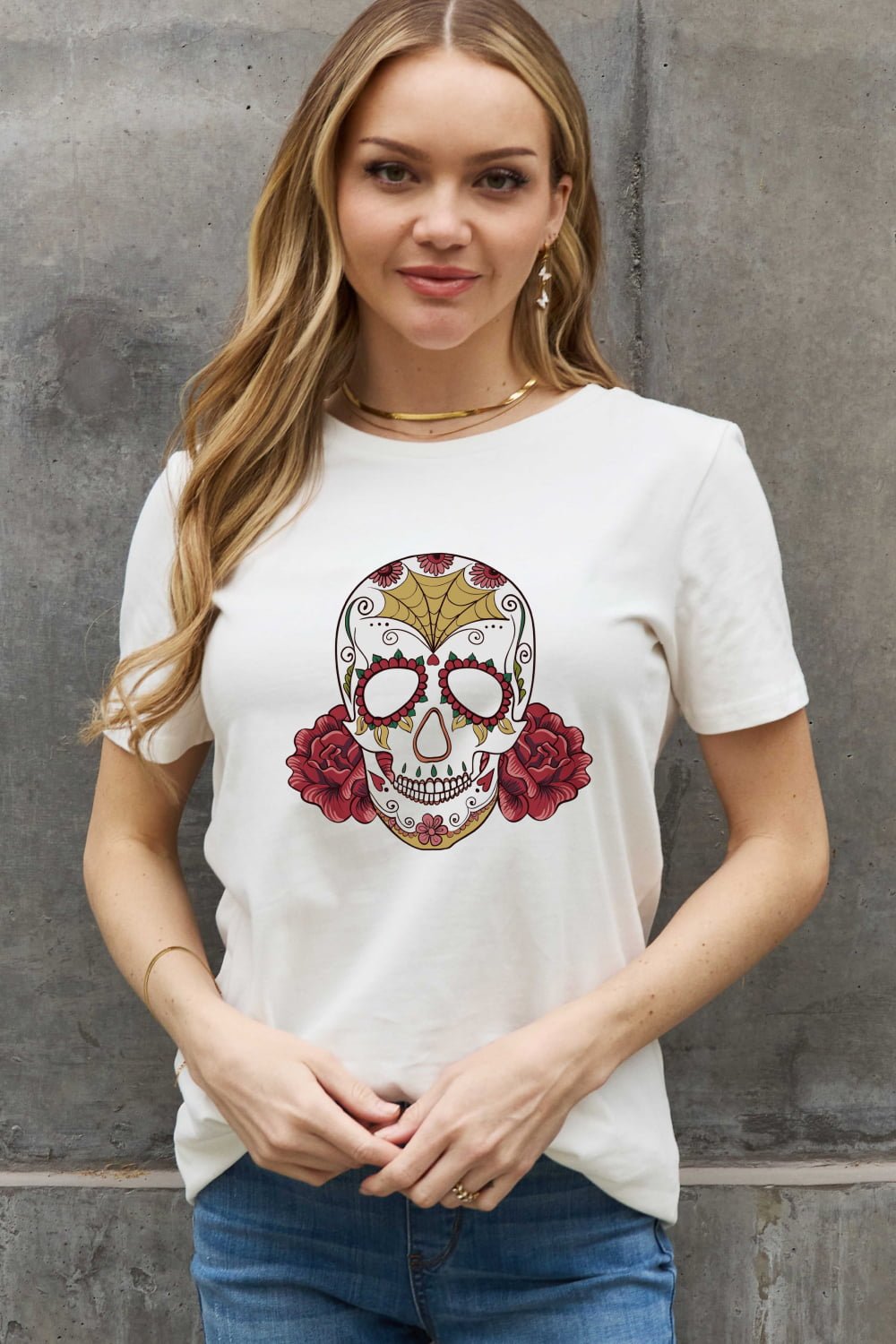 Simply Love Full Size Skull Graphic Cotton Tee - Trendy AF