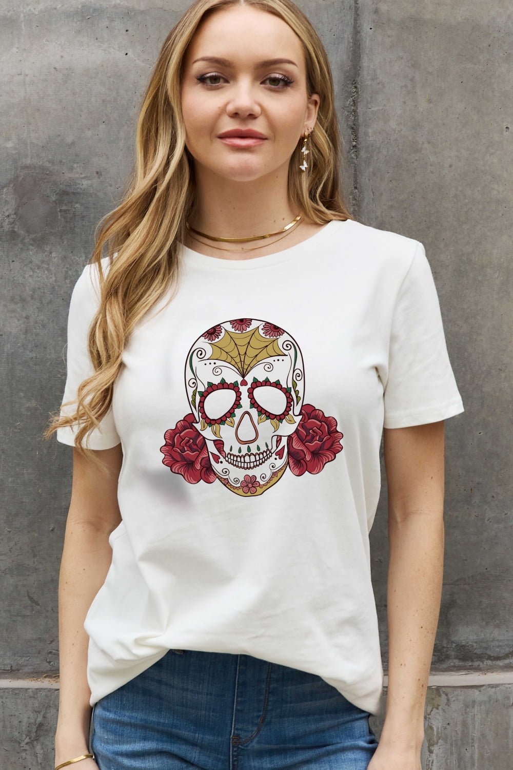 Simply Love Full Size Skull Graphic Cotton Tee - Trendy AF