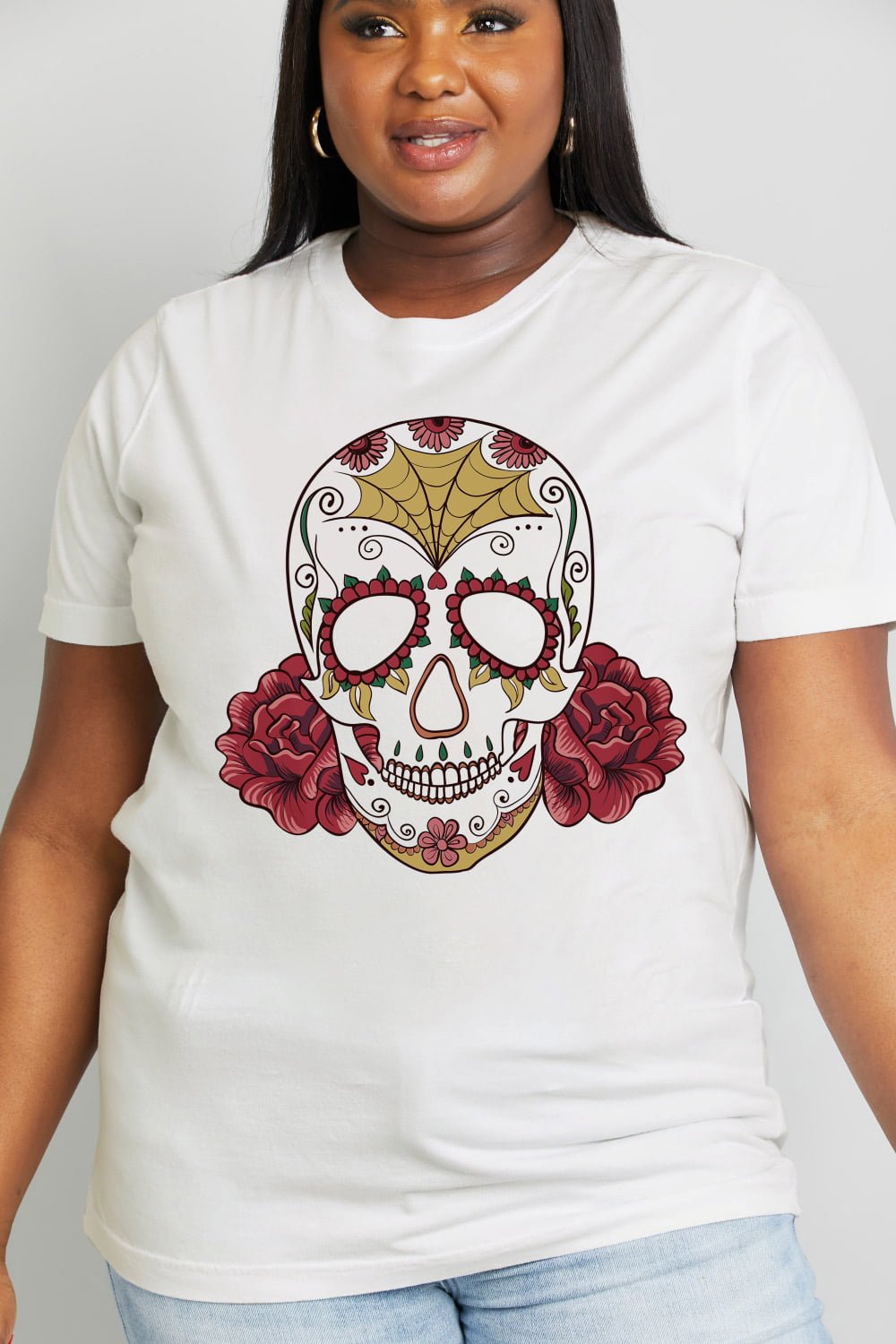 Simply Love Full Size Skull Graphic Cotton Tee - Trendy AF