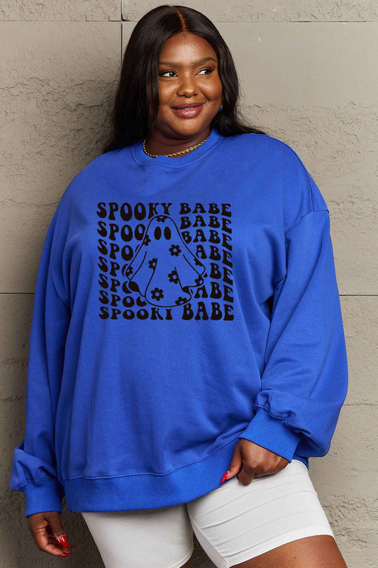 Simply Love Full Size SPOOKY BABE Graphic Sweatshirt - Trendy AF