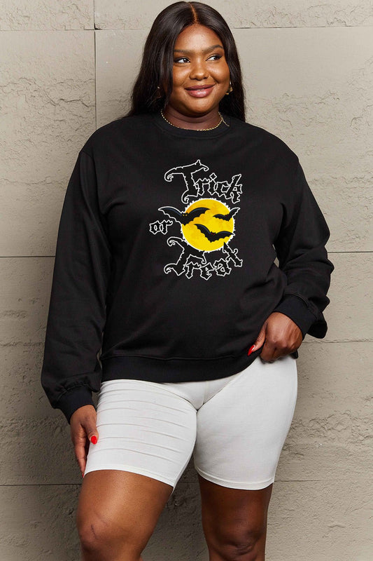 Simply Love Full Size TRICK OR TREAT Graphic Sweatshirt - Trendy AF