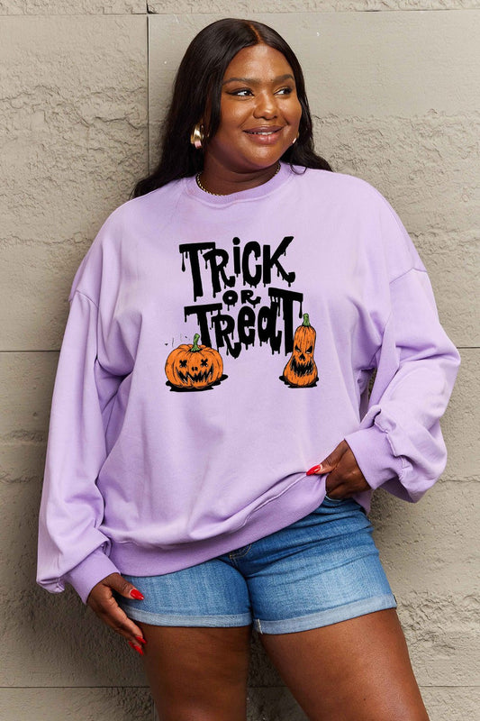 Simply Love Full Size TRICK OR TREAT Graphic Sweatshirt - Trendy AF