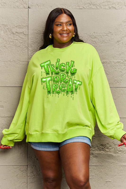 Simply Love Full Size TRICK OR TREAT Graphic Sweatshirt - Trendy AF