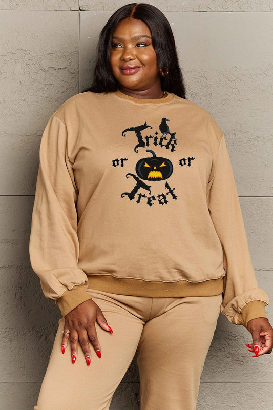 Simply Love Full Size TRICK OR TREAT Graphic Sweatshirt - Trendy AF