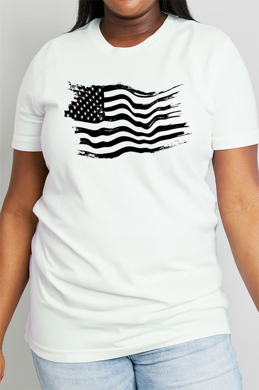 Simply Love Full Size US Flag Graphic Cotton Tee - Trendy AF