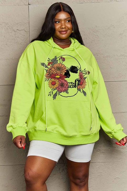 Simply Love Simply Love Full Size Floral Skull Graphic Hoodie - Trendy AF