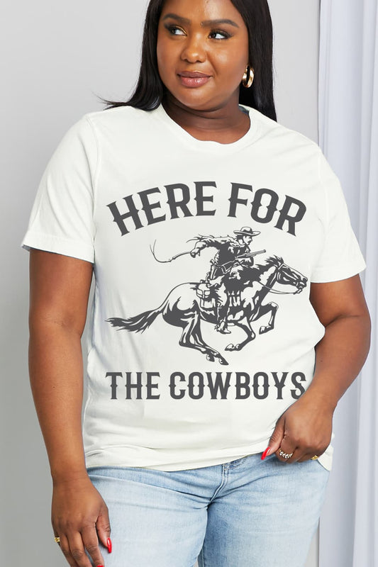 Simply Love Simply Love Full Size HERE FOR THE COWBOYS Graphic Cotton Tee - Trendy AF