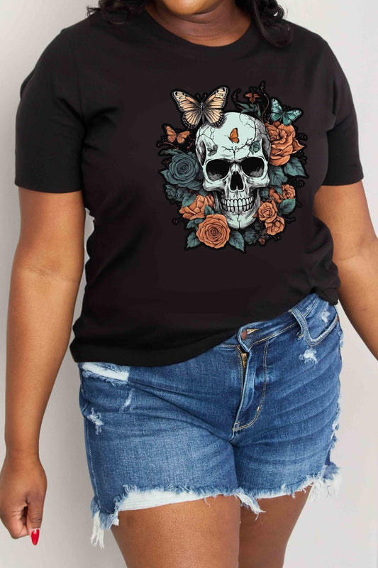 Simply Love Simply Love Full Size Skull Graphic Cotton T-Shirt - Trendy AF