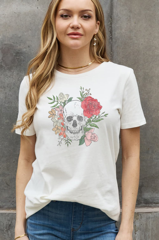 Simply Love Simply Love Full Size Skull Graphic Cotton Tee - Trendy AF