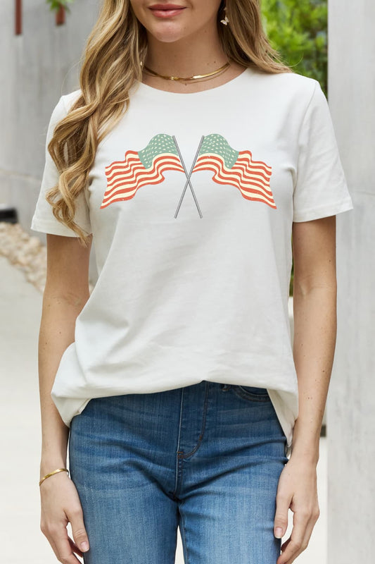 Simply Love US Flag Graphic Cotton Tee - Trendy AF