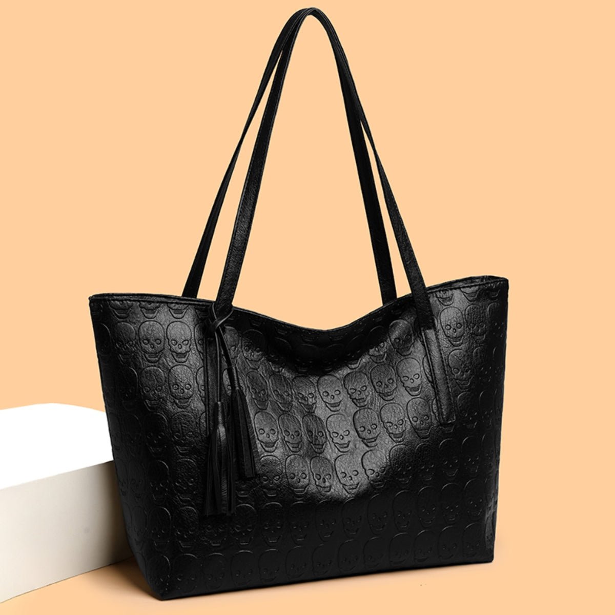 Skeleton Pattern PU Leather Tote Bag - Trendy AF