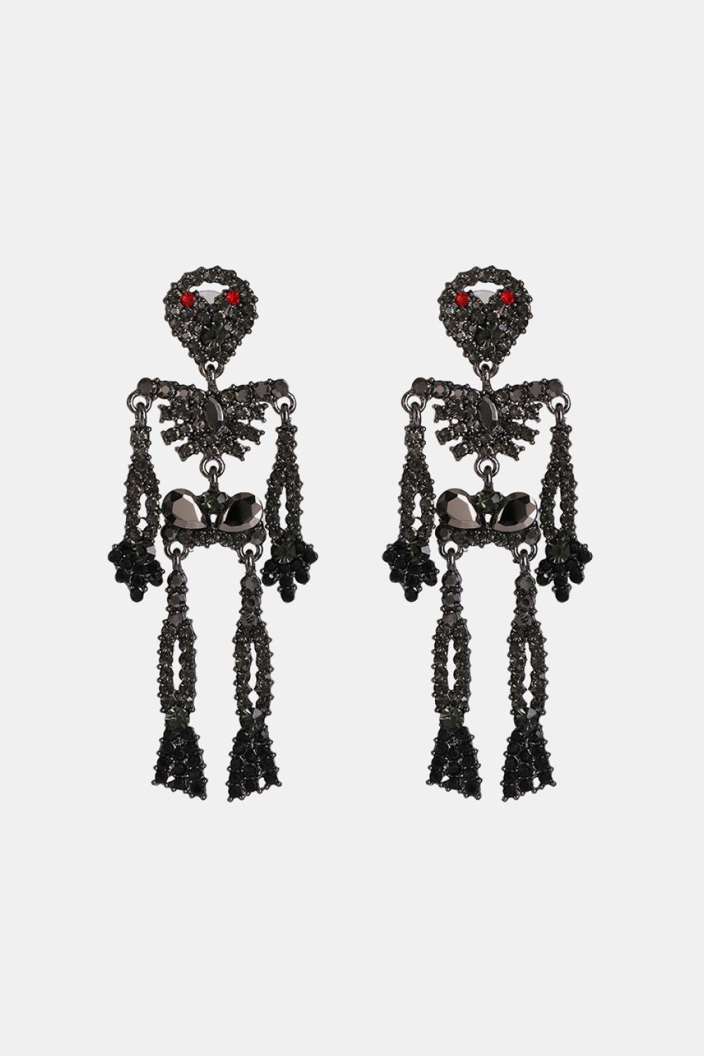 Skeleton Shape Glass Stone Dangle Earrings - Trendy AF