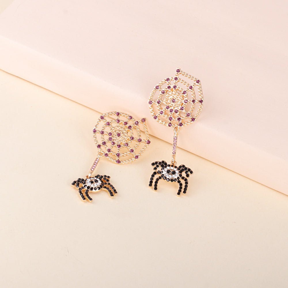 Spider Rhinestone Alloy Earrings - Trendy AF