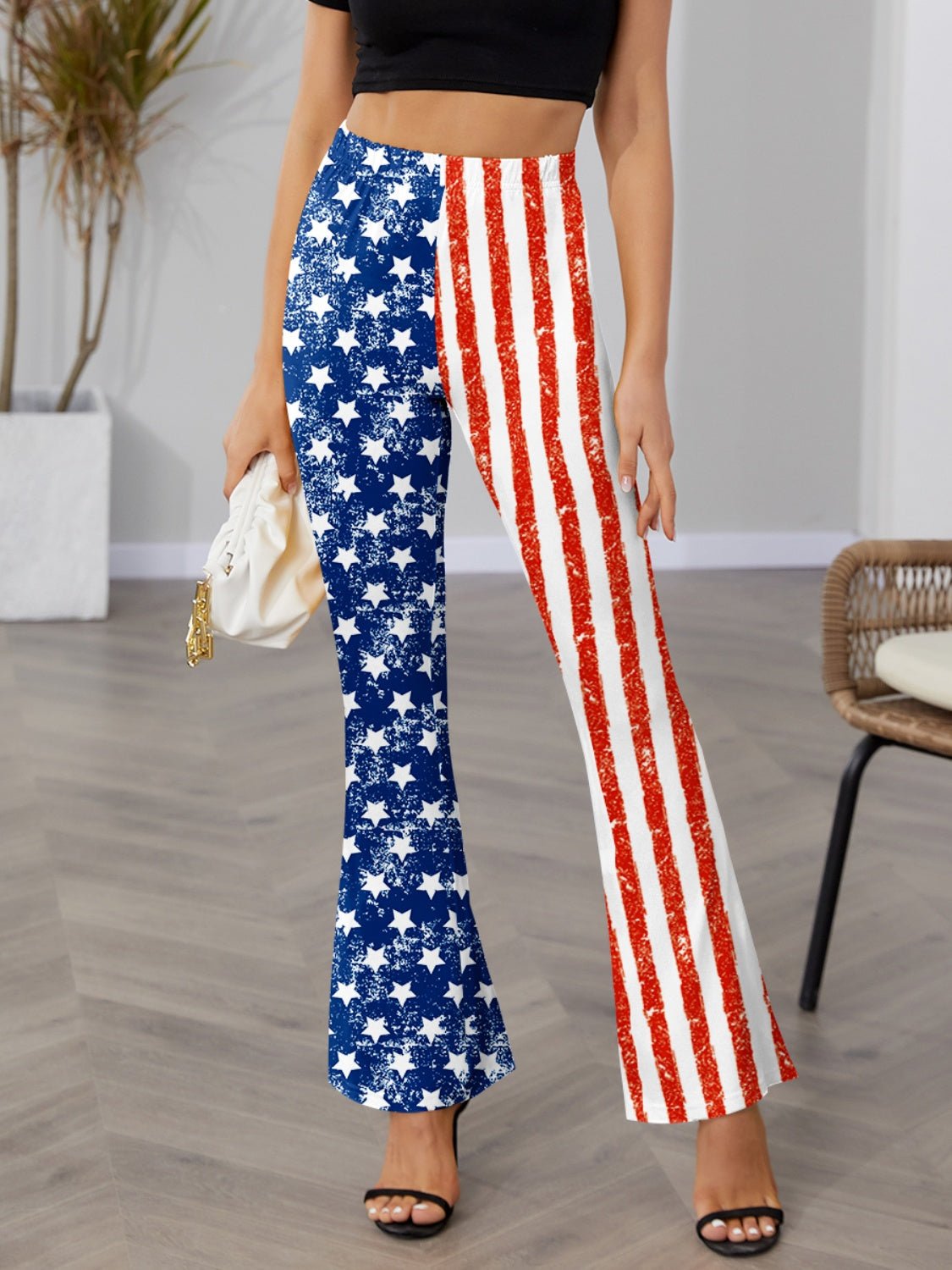 Star & Stripes High Waist Bootcut Pants - Trendy AF