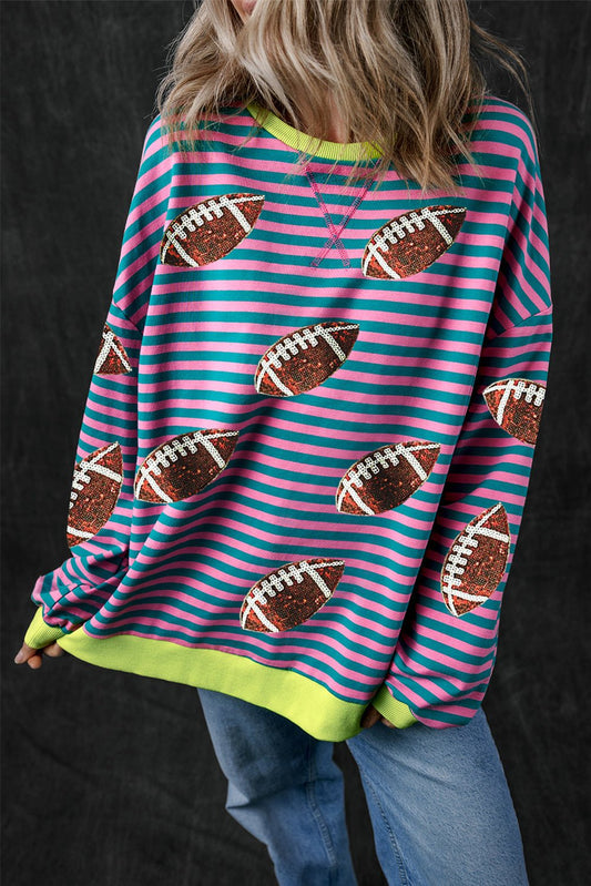 Striped Football Long Sleeve Sweatshirt - Trendy AF