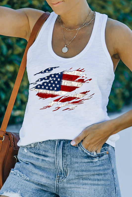 US Flag Graphic Racerback Tank - Trendy AF