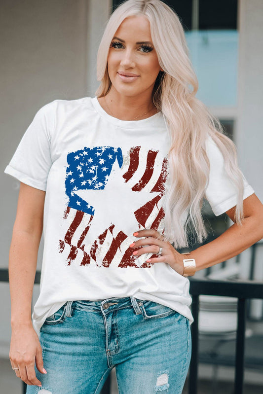 US Flag Graphic Round Neck Tee - Trendy AF