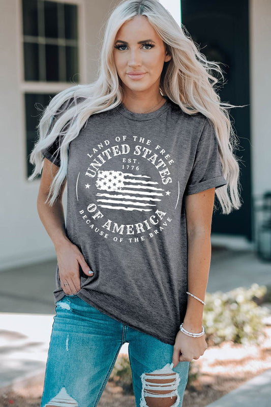 US Flag Graphic Short Sleeve Tee - Trendy AF