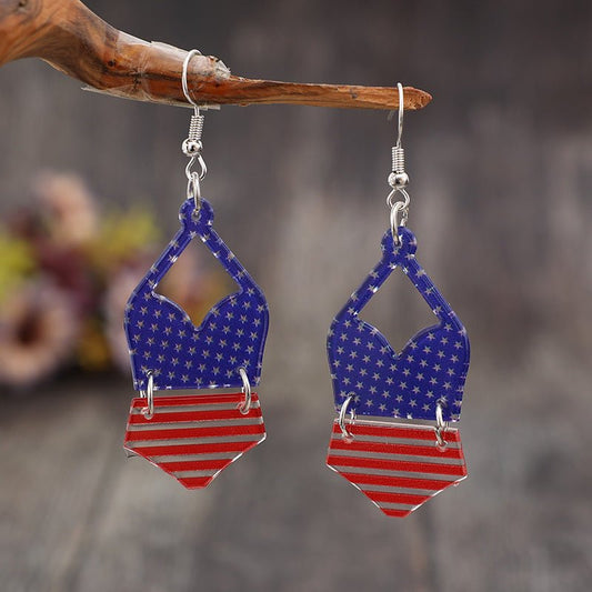 US Flag Pattern Acrylic Earrings - Trendy AF