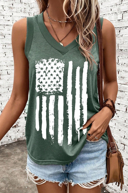 US Flag V - Neck Tank - Trendy AF